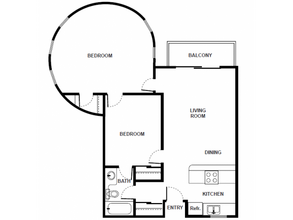 2 Bedroom/1 Bath floor plan